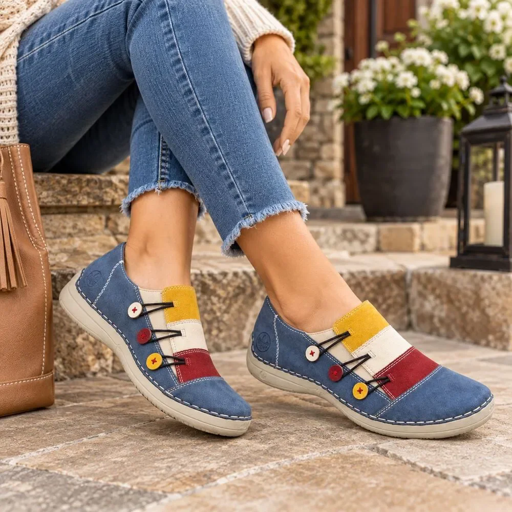Rieker 52589-14 Womens 40 Multicolor Suede Slip On Comfort Shoes Colorblock